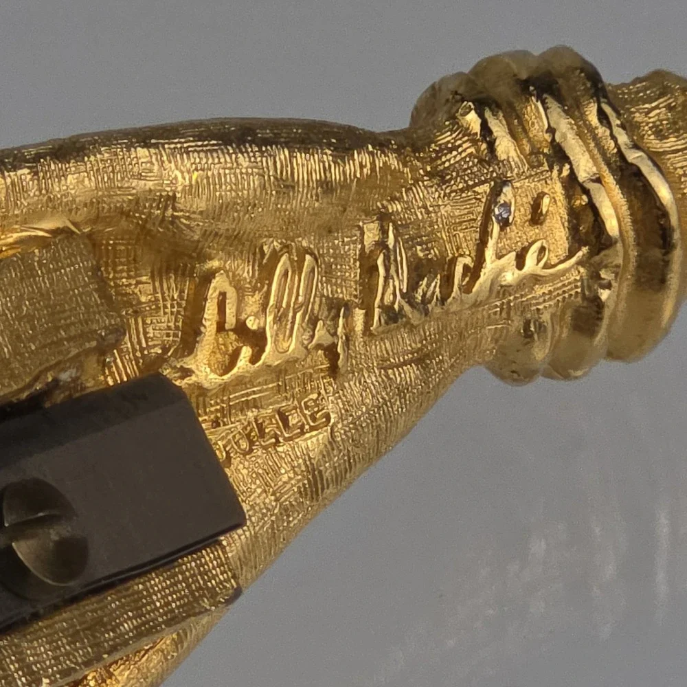 Rare Signed Lilly Dache for Jolle Gold Tone Hand Pencil Sharpener Vtg MidCentury